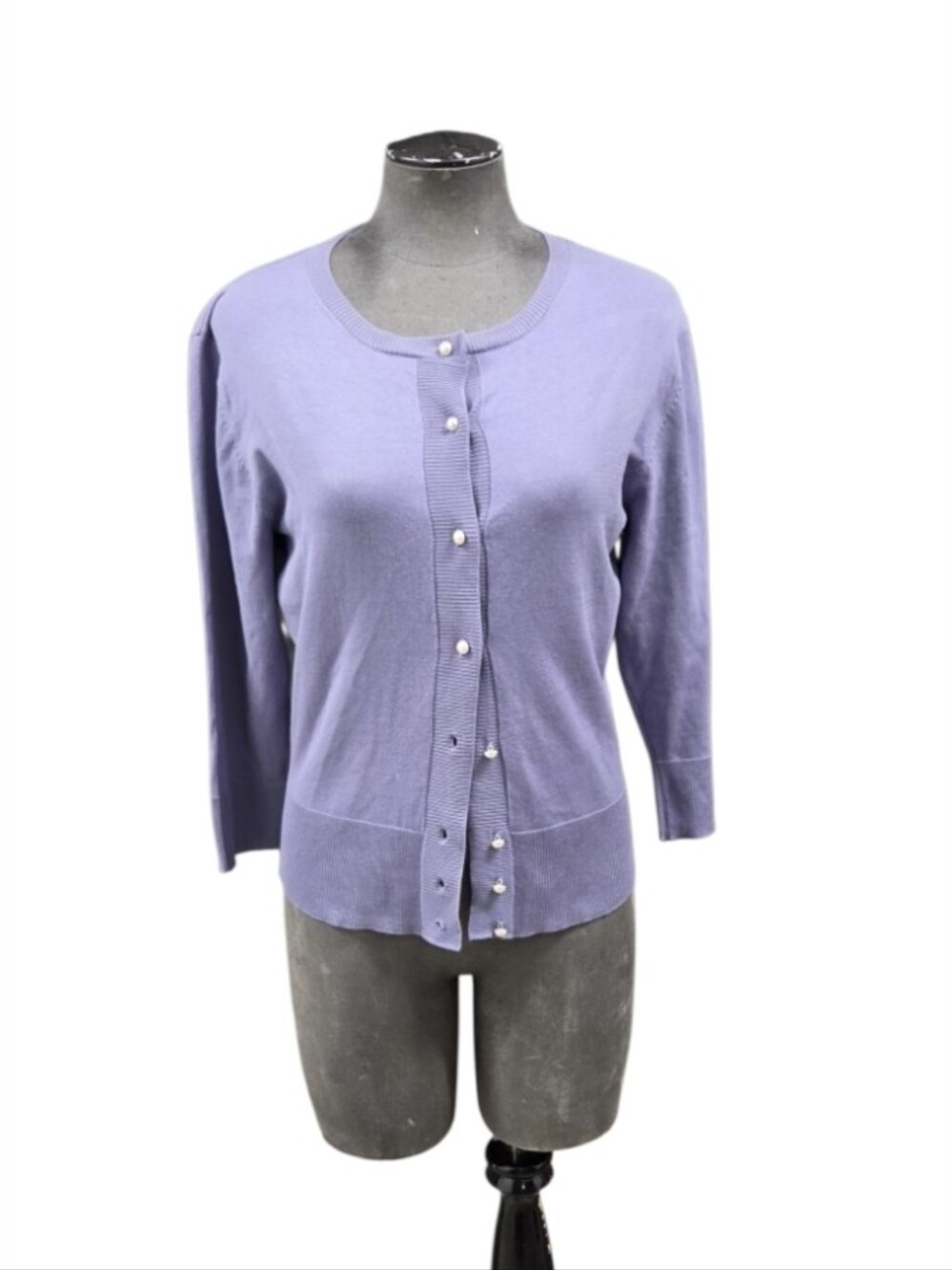 Vintage Ingredients Size Small Silk Blend Lavender Button-Front Cardigan Sweater